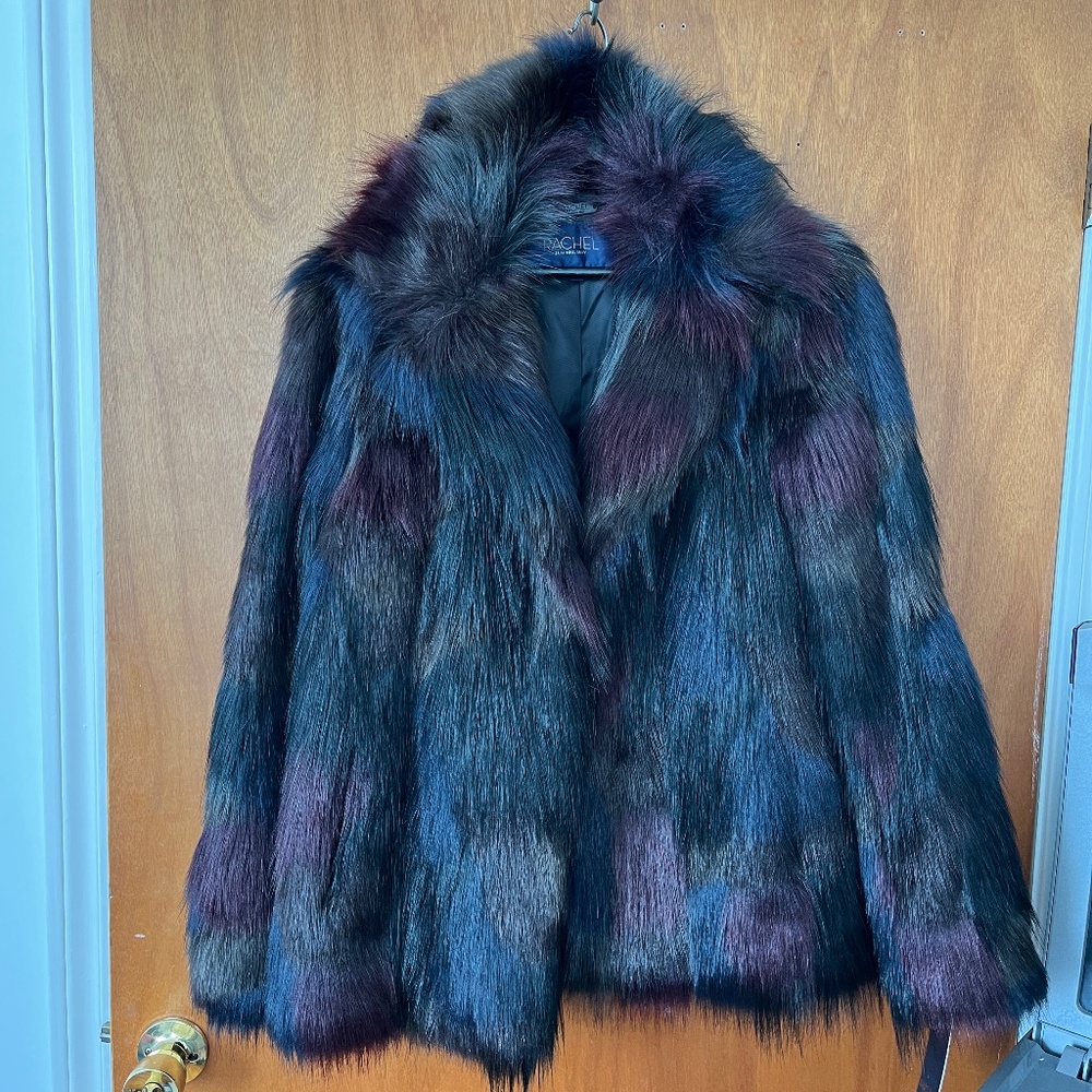 NWT Rachel Roy Multicolored Faux Fur Jacket coat S